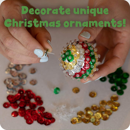 6PCS DIY Sequin Christmas Ornaments – All Materials Included for Kids