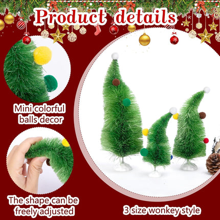 3PCS Wonky Tabletop Christmas Trees – Whimsical Bendable Holiday Decor