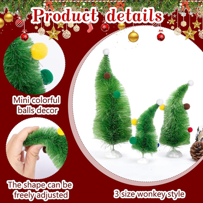 3PCS Wonky Tabletop Christmas Trees – Whimsical Bendable Holiday Decor