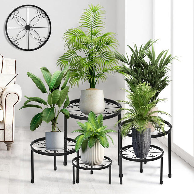 5-Pack Metal Plant Stands – Anti-Rust Iron Flower Pot Racks for Home & Garden