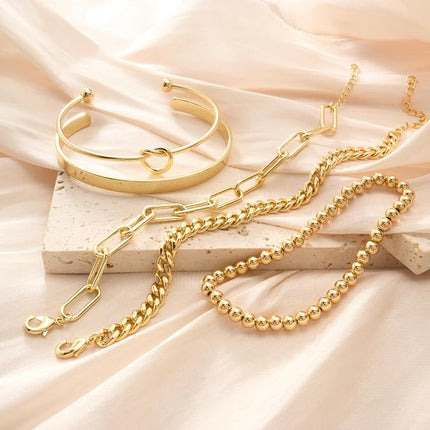 Gold Silver Plated Tennis Bracelet Set for Women Stack Bangle Cuff Non Tarnish