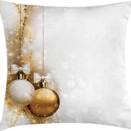 Christmas Throw Pillow Cover 18x18 – Holiday Baubles Decorative Cushion Case