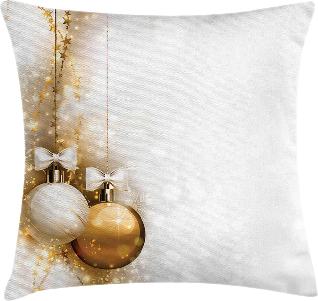 Christmas Throw Pillow Cover 18x18 – Holiday Baubles Decorative Cushion Case