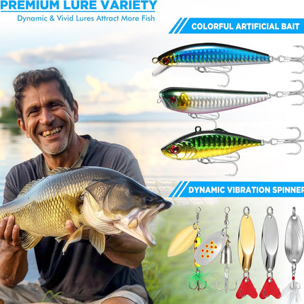 137Pc Fishing Lures Tackle Box with Crankbaits, Hooks & Freshwater Baits