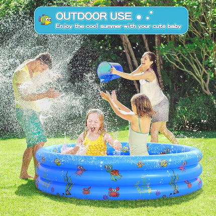 Inflatable Round Kiddie Pool Toddler Water Play Center Indoor Outdoor