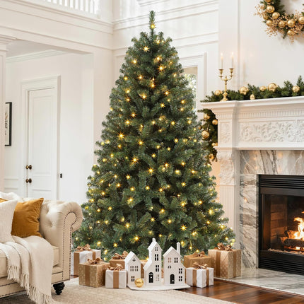 Prelit Christmas Tree 7.5ft – 550 LEDs, 1450 Tips, Remote, Hinged Metal Frame