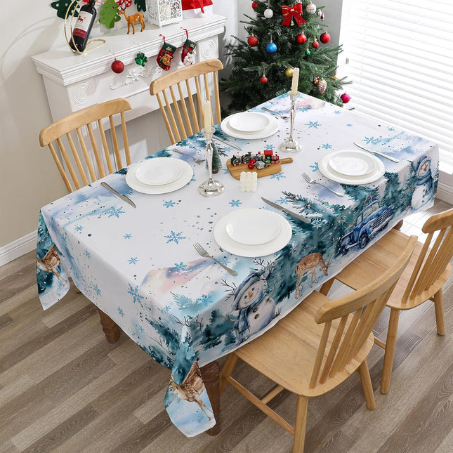Christmas Tablecloth for Rectangle Tables – 52x70", Snowman & Truck Print