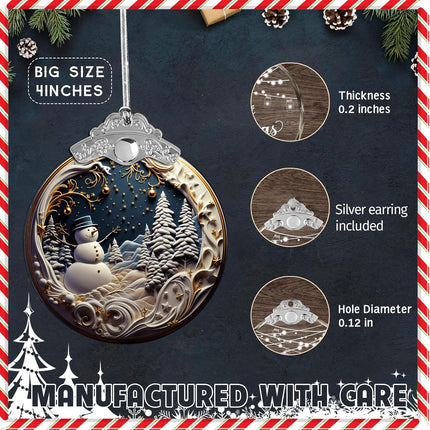 2025 Snowman Christmas Ornaments, Unique 4-Inch Acrylic Art for Festive Decor