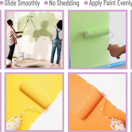 Paint Roller Covers 1/2" x 9" – Pack of 5, Naps for Roller Frames & House Painting