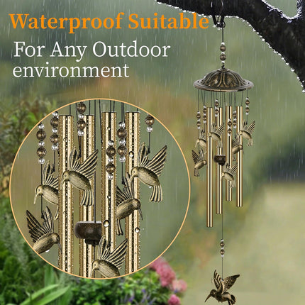 35in Hummingbird Wind Chimes, Beautiful Outdoor Gift for Women & Moms