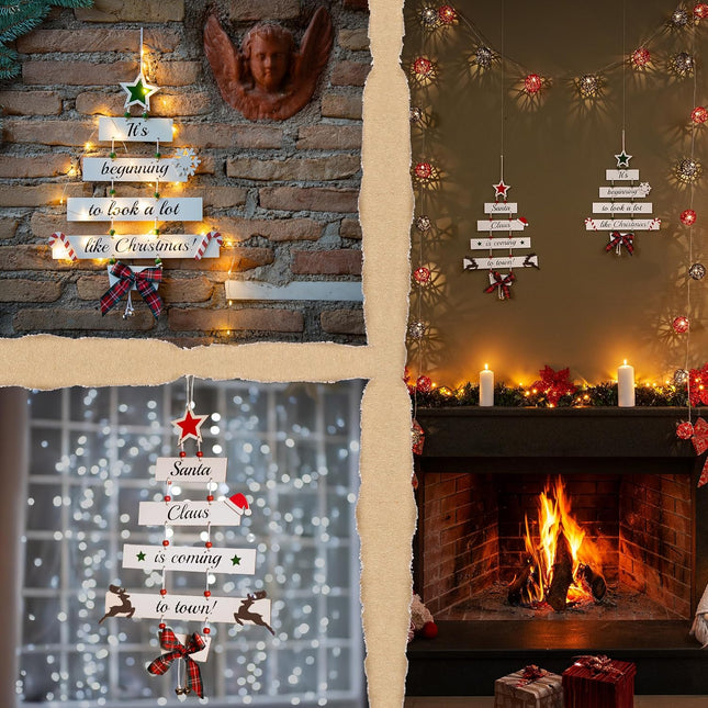 Farmhouse Wooden Christmas Sign – Premium Large Hanging Decor for Home