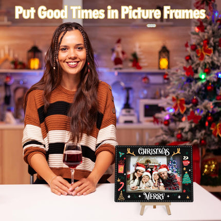 Merry Christmas Wooden 4x6 Photo Frame with Tree Design for Holiday Decor