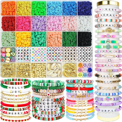5300 Clay Beads Bracelet Kit – Stocking Stuffer Arts & Crafts Gift for Kids 8-12