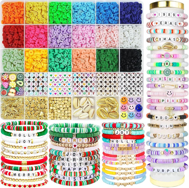 5300 Clay Beads Bracelet Kit – Stocking Stuffer Arts & Crafts Gift for Kids 8-12