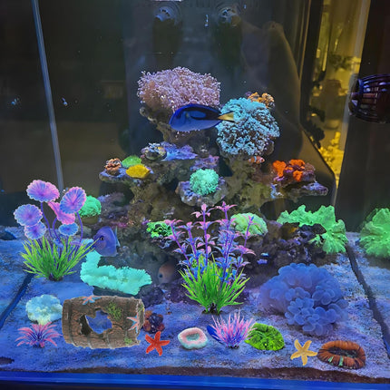 9 Piece Betta Fish Tank Decorations Set Resin Aquarium Plants Barrel Starter Kit