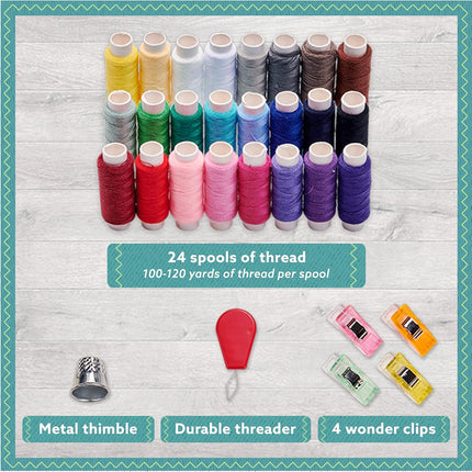 94 Piece Sewing Kit Set with Multicolor Thread Needles and Accessories