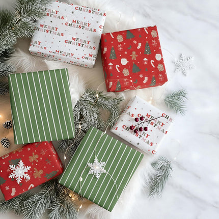 3-Pack Christmas Gift Wrapping Paper Rolls – 17"x120" Cute Holiday Designs