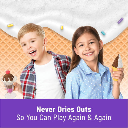 Scented Ice Cream Treats Playset 3 Colors Sand 6 Tools Sensory Kids Toy