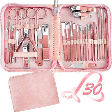 30-in-1 Manicure & Pedicure Nail Clipper Set, Professional Nail Care Tools, Travel Kit