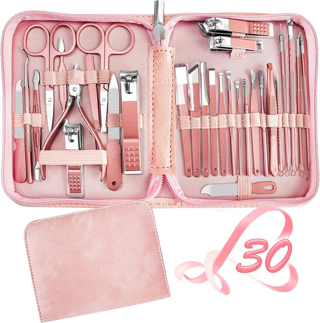 30-in-1 Manicure & Pedicure Nail Clipper Set, Professional Nail Care Tools, Travel Kit