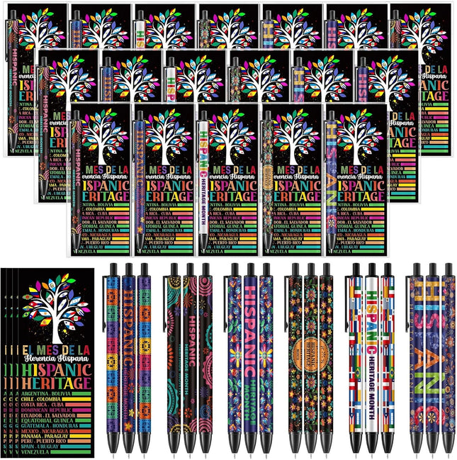 30 Sets Hispanic Heritage Month Pens & Bookmarks – Ballpoint, World Flags for School