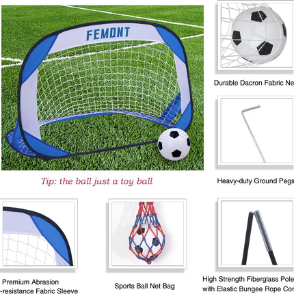 Portable Soccer Goals Set 4x2.5FT Pop Up Football Nets with Carry Bag for Kids