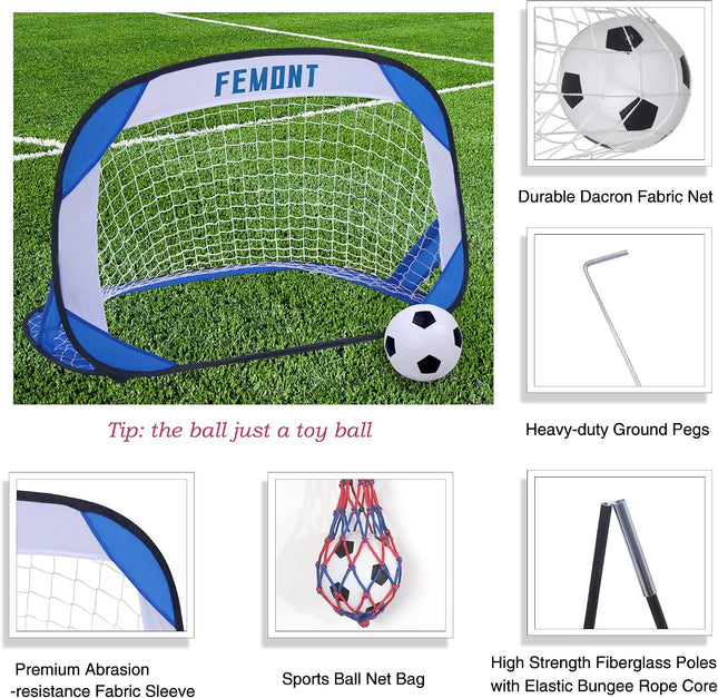 Portable Soccer Goals Set 4x2.5FT Pop Up Football Nets with Carry Bag for Kids