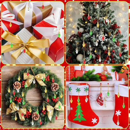 60PCS Mini Christmas Light Bulb Ornaments – Glitter Xmas Tree Decorations