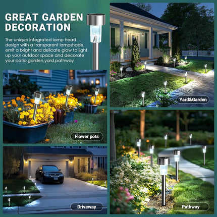 12-Pack Solar Lights Outdoor – Waterproof LED Stainless Steel for Yard & Garden