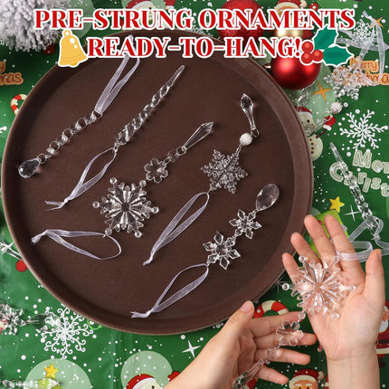 18Pcs Acrylic Crystal Snowflake Ornaments for Christmas Tree Decorations