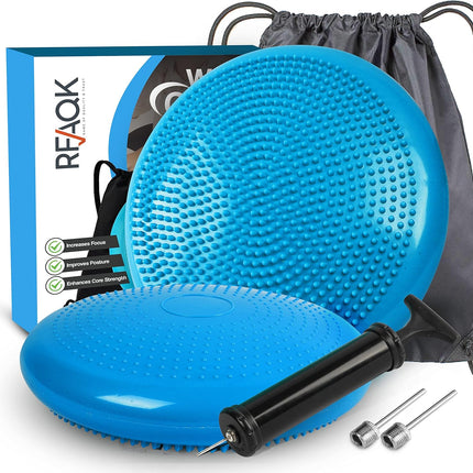 Stability Wobble Cushion with Pump and Bag for Core Balance and Exercise