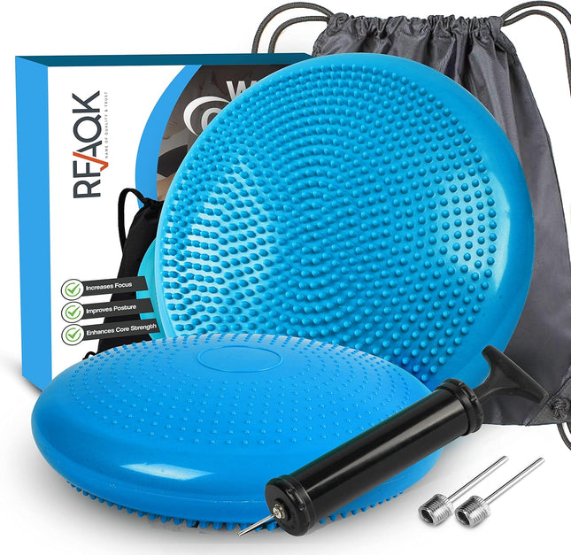 Stability Wobble Cushion with Pump and Bag for Core Balance and Exercise