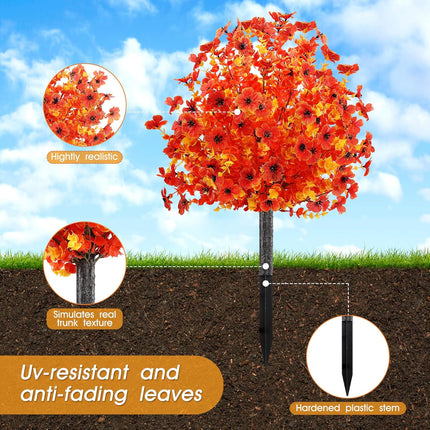 23" Fall Faux Mum Flowers 2pcs, Outdoor UV-Resistant Shrubs for Autumn Decor