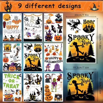 Halloween Window Clings, Reusable Pumpkin & Ghost Static Stickers for Indoor Decor