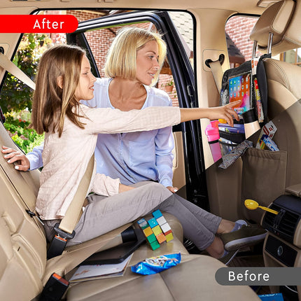 Backseat Car Organizer with Touch Screen Holder – 9 Pockets, 2 Pack, Black