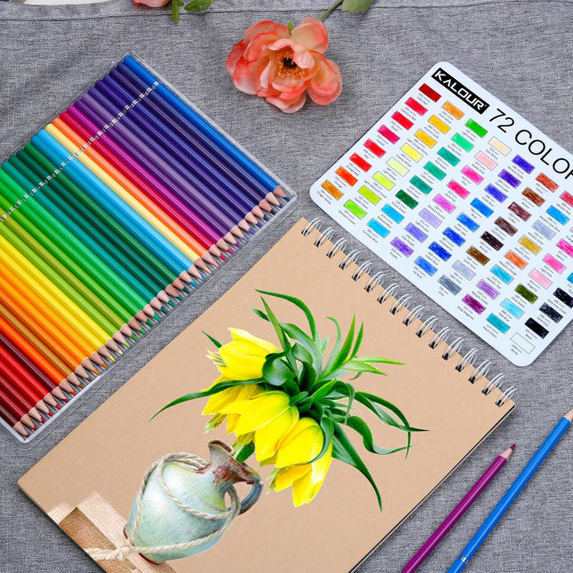 72 Count Colored Pencils Set for Adults & Kids, Soft Core Drawing, Blending and Shading