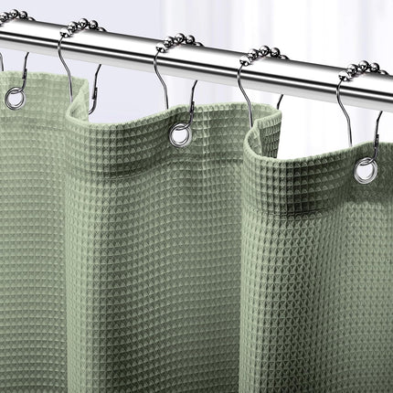 Sage Green Waffle Shower Curtain – Hotel Style, 72x72 Inch Bathroom Curtain