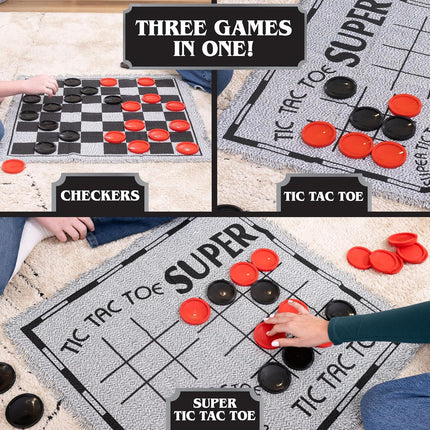 Giant Checkers and Tic Tac Toe Board Game Set Indoor Outdoor Family Game