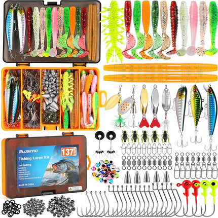 137Pc Fishing Lures Tackle Box with Crankbaits, Hooks & Freshwater Baits