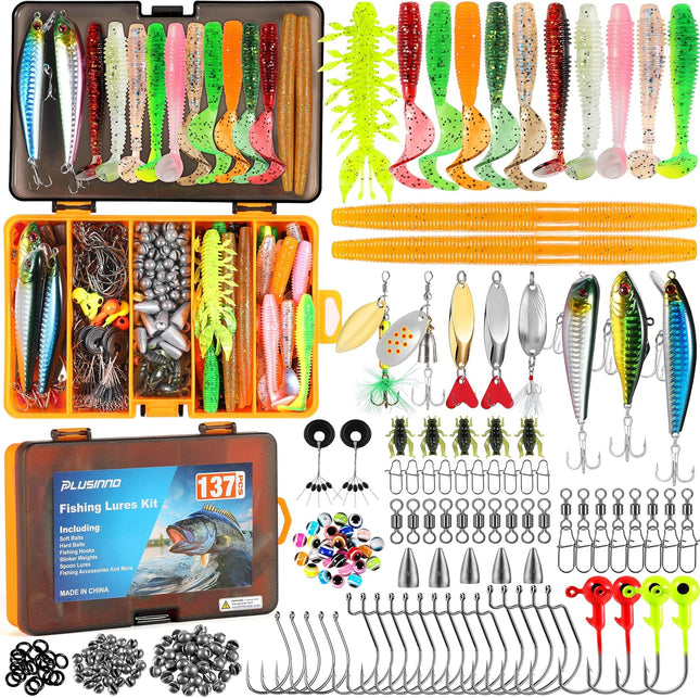 137Pc Fishing Lures Tackle Box with Crankbaits, Hooks & Freshwater Baits