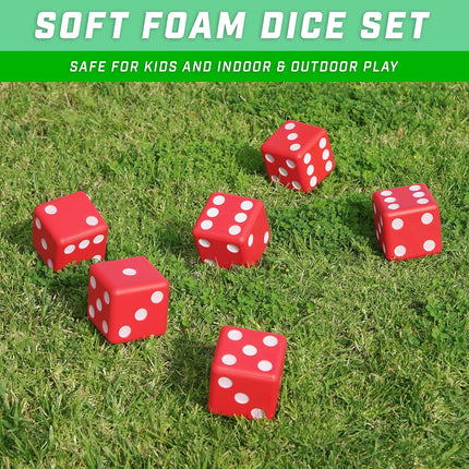 Large Red Foam Dice Set with Dry Erase Scoreboard for Family Games