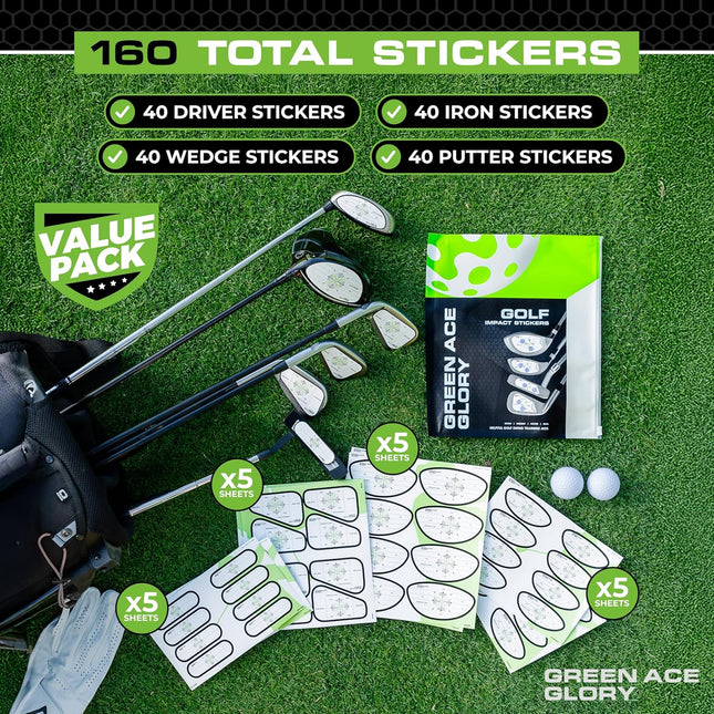 Golf Impact Stickers – 384 or 160, Easy Peel, No Residue Tape for Perfect Shots