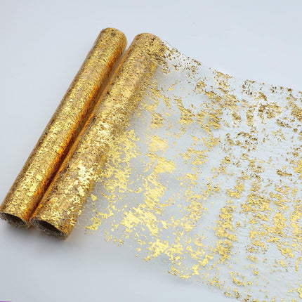 2pcs Gold Sequin Table Runners – 11"x108" Metallic Mesh Decor for Events & Parties