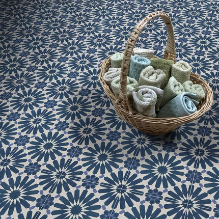 Pack of 12 Handmade Alhambra Tiles – Navy Blue & Purple, Moroccan Style