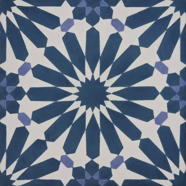 Pack of 12 Handmade Alhambra Tiles – Navy Blue & Purple, Moroccan Style