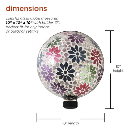Indoor Outdoor Glass Floral Gazing Globe – Decorative Yard Garden Accent
