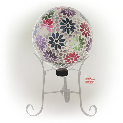 Indoor Outdoor Glass Floral Gazing Globe – Decorative Yard Garden Accent