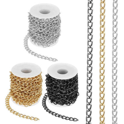Aluminum Curb Chain Spool, Twisted Link Jewelry Making Chain for Necklace Bracelet