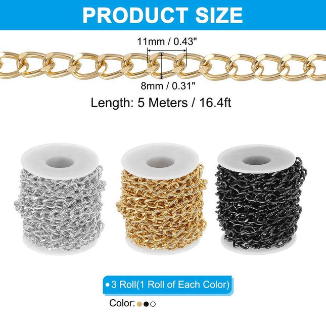 Aluminum Curb Chain Spool, Twisted Link Jewelry Making Chain for Necklace Bracelet