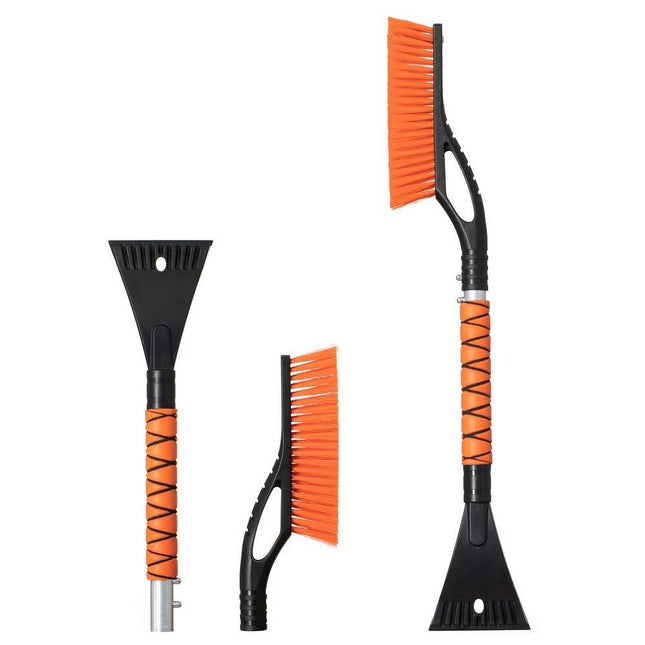 Aluminum Snow Brush & Ice Scraper, Non-Slip Grip, Scratch-Free Winter Car Tool
